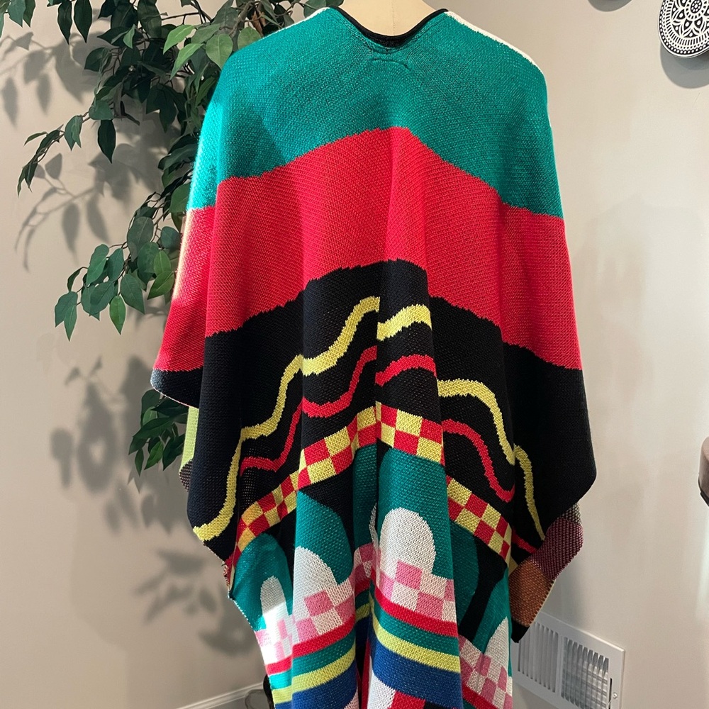 Colorful Patterned Poncho - Picture 2 of 4